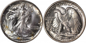 1943 Walking Liberty Half Dollar. MS-68 (PCGS).

This virtually pristine 1943 half dollar features delicate pinkish-lilac and pale gold iridescence ...