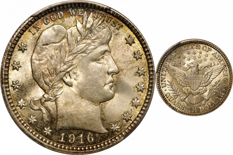 1916-D Barber Quarter. MS-66 (PCGS).

From this popular type issue at the end ...