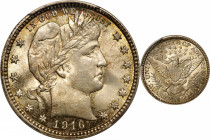 1916-D Barber Quarter. MS-66 (PCGS).

From this popular type issue at the end of the Barber quarter series comes a lightly toned, fully lustrous Gem...