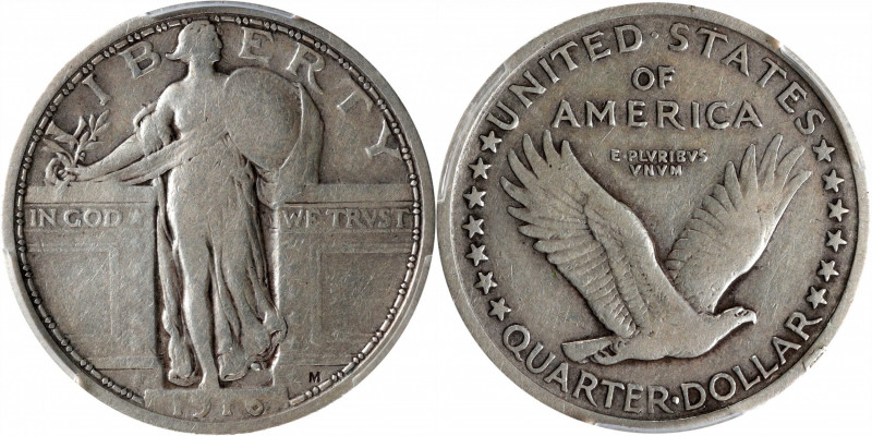 1916 Standing Liberty Quarter. Fine-15 (PCGS).

With a readily evident date an...