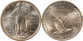 1917-D Standing Liberty Quarter. Type I. MS-66 FH (PCGS).

The faintest dusting of rose-champagne color on the reverse accents this otherwise radian...