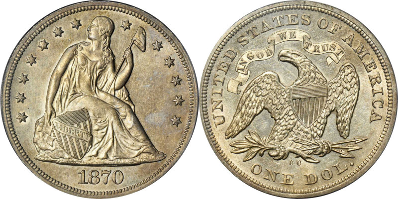 1870-CC Liberty Seated Silver Dollar. OC-1. Rarity-4-. MS-62 (PCGS). OGH.

Lig...