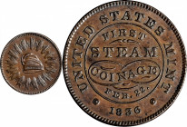 1836 First Steam Coinage Medal. Original Feb. 22 Date. By Christian Gobrecht. Julian MT-20. Extremely Fine, Scratched.

Copper. 28 mm. Pleasing, lus...