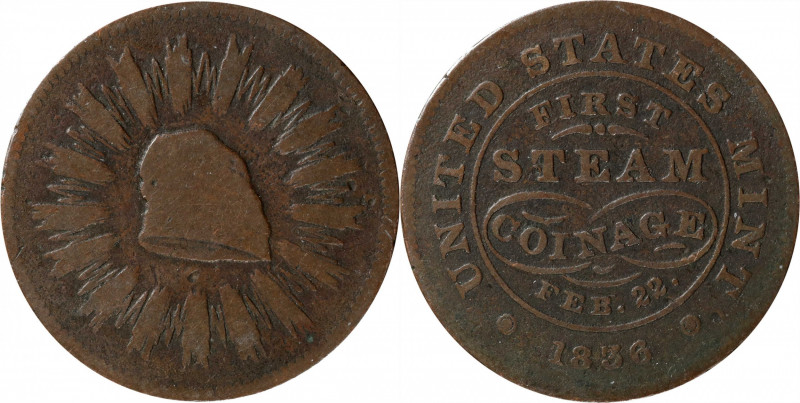 1836 First Steam Coinage Medal. Original Feb. 22 Date. By Christian Gobrecht. Ju...