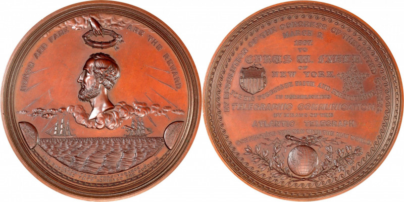 1867 Cyrus Field Atlantic Telegraph Cable Medal. By William Barber. Julian PE-10...