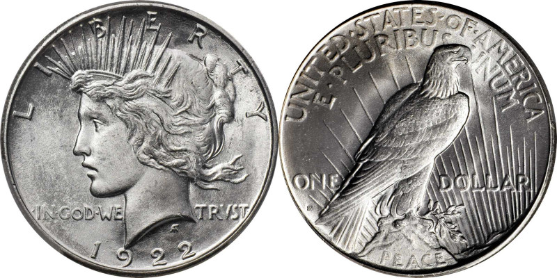 1922-S Peace Silver Dollar. MS-66 (PCGS).

Remarkable quality and eye appeal i...