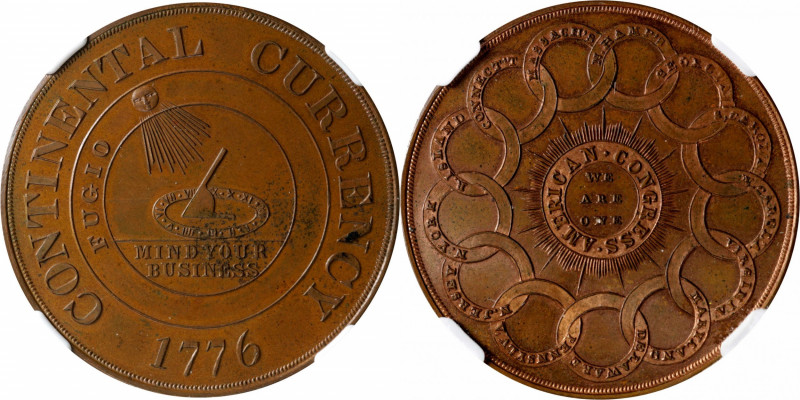 "1776" (1876) Continental Dollar. Dickeson Restrike. HK-853. Rarity-7. Copper. M...