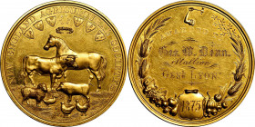 1875 New England Agricultural Society Award Medal. By William Key. Harkness Reg-40, Julian AM-54. Gold. Choice About Uncirculated.

48 mm. 61.48 gra...