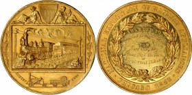 1883 National Exhibition of Railway Appliances Award Medal. By George T. Morgan and Charles E. Barber. Harkness Nat-220, var. Gold. About Uncirculated...