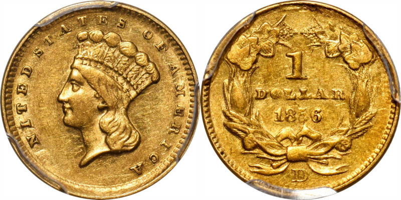 1856-D Gold Dollar. Winter 8-K, the only known dies. AU-55 (PCGS).

This is a ...