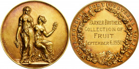 1930 Massachusetts Horticultural Society Award Medal. By F.N. Mitchell. Harkness Ma-125. Gold. Mint State, Light Hairlines.

41.5 mm. 564.4 grains, ...