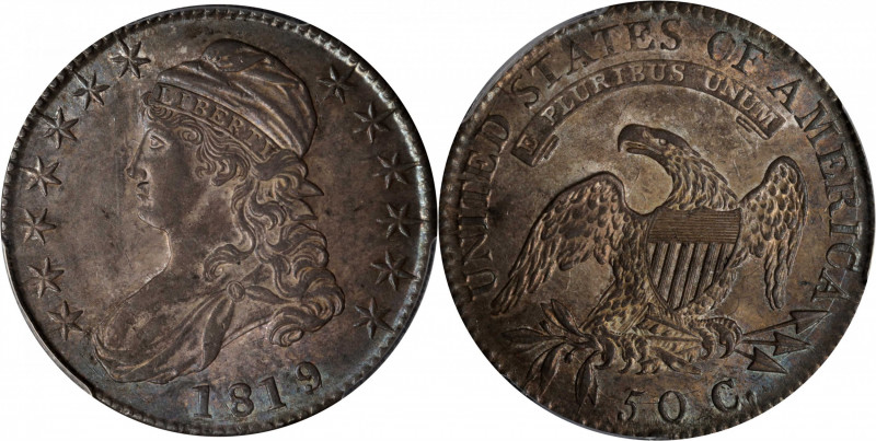 1819/8 Capped Bust Half Dollar. O-101. Rarity-1. Small 9. MS-62 (PCGS).

Both ...