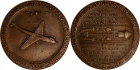 Germany--Third Reich. 1944 Entry Too Late of Junkers Düsenjäger ME 262 Airplane Medallion. By Guido Goetz. Bronze, Cast. About Uncirculated.

110.02...