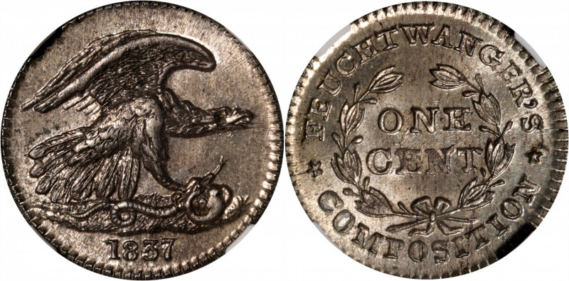 New York--New York. 1837 Feuchtwanger Cent. HT-268, Low-120, W-NY-480 Dies 6-I. ...