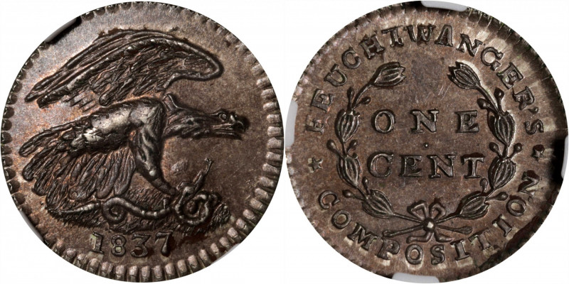 New York--New York. 1837 Feuchtwanger Cent. HT-268, Low-120, W-NY-480 Dies 1-A. ...