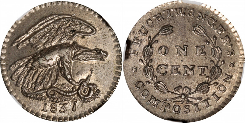 New York--New York. 1837 Feuchtwanger Cent. HT-268, Low-120, W-NY-480 Dies 1-A. ...