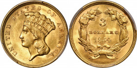 1854 Three-Dollar Gold Piece. MS-63 (PCGS).

This is a lovely Choice Mint State example with vivid golden-apricot surfaces. Lustrous with a satin to...