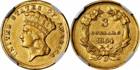 1854-D Three-Dollar Gold Piece. Winter 1-A, the only known dies. AU-55 (NGC).

Here is a significant condition rarity to represent this key date thr...