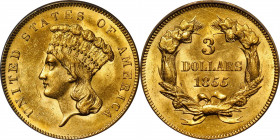 1855 Three-Dollar Gold Piece. MS-61 (PCGS). OGH.

This attractive example offers superior quality and eye appeal for the assigned grade. Both sides ...