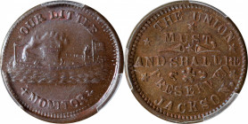 Undated (1861-1865) OUR LITTLE MONITOR / THE UNION MUST AND SHALL BE PRESERVED JACKSON. Fuld-238/402 a. Rarity-4. Copper. Plain Edge. MS-65 BN (PCGS)....