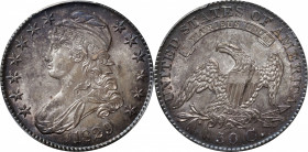 1829 Capped Bust Half Dollar. O-115. Rarity-1. Small Letters. MS-62 (PCGS).

Mottled steely-mauve highlights appear to drift toward the borders atop...