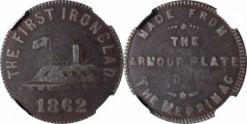 "1862" The First Ironclad Medal. Schenkman-ME1. Iron, from the Merrimac. VF-20 (NGC).

26 mm. An interesting piece that was listed in early editions...