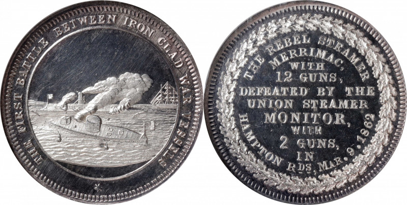 "1862" Battle Between the Monitor and Merrimac Medal. By George Hampden Lovett. ...