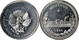 "1862" Second Washington and Flags Obverse / Monitor Medal. By William H. Key and Charles K. Warner. Schenkman-MO21, Musante GW-730, Baker-624. White ...