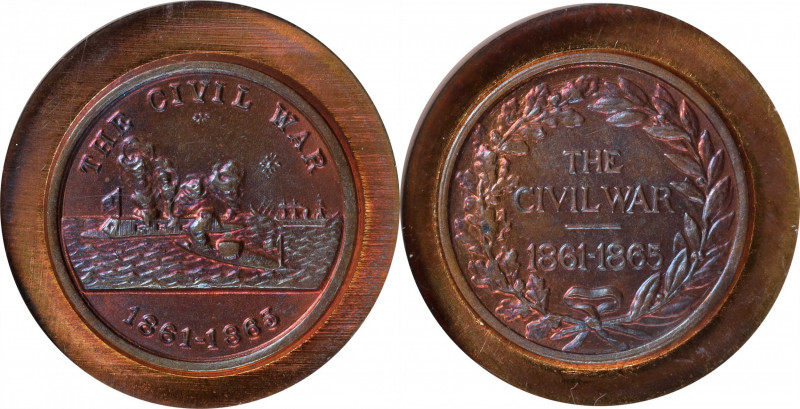 "1861-1865" Battle Between the Monitor and Merrimac Medalet. Copper. MS-66 RB (N...