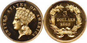 1868 Three-Dollar Gold Piece. JD-1, the only known dies. Rarity-6+. Proof. Unc Details--Altered Surfaces (PCGS).

This visually stunning Proof offer...