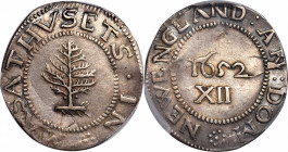 1652 Pine Tree Shilling. Large Planchet. Noe-1, Salmon 1-A, W-690. Rarity-2. Pellets at Trunk. EF-45 (PCGS).

70.9 grains. The ultimate numismatic i...