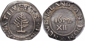 1652 Pine Tree Shilling. Large Planchet. Noe-1, Salmon 1-A, W-690. Rarity-2. Pellets at Trunk. EF-40 (PCGS).

69.45 grains. An exceptionally attract...