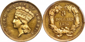 1876 Three-Dollar Gold Piece. JD-2. Rarity-6. Proof-61 (PCGS).

This impressive coin offers a noteworthy numismatic provenance to accompany its exce...