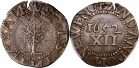 1652 Pine Tree Shilling. Large Planchet. Noe-2, Salmon 2-C, W-700. Rarity-4. Without Pellets at Trunk. EF-40 (PCGS).

66.8 grains. A lovely example ...