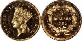 1882 Three-Dollar Gold Piece. JD-1, the only known dies. Rarity-5. Proof-65 Cameo (PCGS).

This is a beautiful condition rarity Proof three-dollar g...