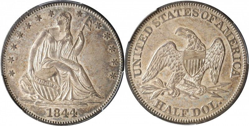 1844 Liberty Seated Half Dollar. WB-13. Rarity-3. AU-58 (PCGS). CAC.

Early da...