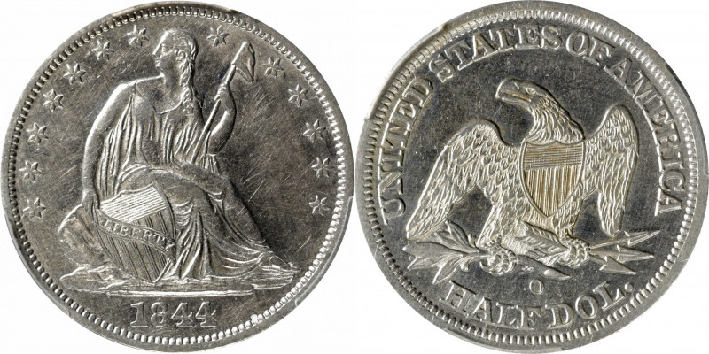 1844-O Liberty Seated Half Dollar. WB-13. Rarity-4. AU Details--Cleaned (PCGS)....