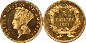 1884 Three-Dollar Gold Piece. JD-1, the only known dies. Rarity-4+. Proof-65 Deep Cameo (PCGS). CAC.

Rich orange-gold color is noted on both sides ...