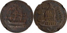 "1778-1779" (ca. 1780) Rhode Island Ship Medal. Betts-562, W-1730. Without Wreath Below Ship. Brass. MS-61 (NGC).

This handsome piece is richly ton...