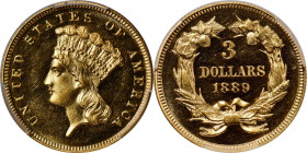1889 Three-Dollar Gold Piece. JD-1, the only known dies. Rarity-4. Proof-64 Cameo (PCGS). CAC.

Pretty golden-yellow color is seen on both sides of ...