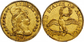 1795 Capped Bust Right Half Eagle. Small Eagle. BD-8. Rarity-5+. AU-55 (PCGS).

A pretty example with impressively original surfaces. Both sides exh...
