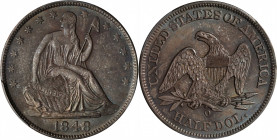 1848-O Liberty Seated Half Dollar. WB-12. Rarity-3. MS-64 (PCGS).

This pretty half dollar is layered in rich pearl-gray, steel-blue and champagne-g...