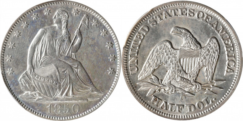 1850-O Liberty Seated Half Dollar. WB-Reverse I. AU Details--Filed Rims (PCGS)....