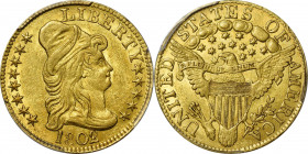 1802/1 Capped Bust Right Half Eagle. BD-7. Rarity-5. High Overdate. AU-58 (PCGS). CAC.

An exceptional half eagle with bright, lustrous medium yello...