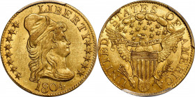1804 Capped Bust Right Half Eagle. BD-6. Rarity-5. Small/Large 8. MS-61 (PCGS).

A highly lustrous, aesthetically pleasing example of the type, issu...