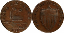 1787 New Jersey Copper. Maris 30-L, W-5090. Rarity-4. No Sprig Above Plow. AU-50 (PCGS).

This is a generally well centered and well struck piece, m...