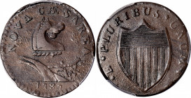 1787 New Jersey Copper. M 37-J, W-5140. Rarity-5+. No Sprig Above Plow, Goiter. EF-45+ (PCGS).

154.5 grains. The only choice Goiter your cataloger ...