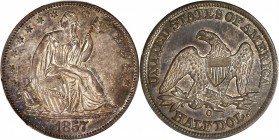 1857-O Liberty Seated Half Dollar. WB-6. Rarity-3. Misplaced Date. AU-58+ (PCGS). CAC.

An exceptional example of this eagerly sought New Orleans ha...