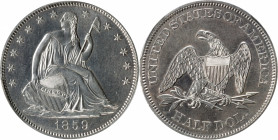 1859 Liberty Seated Half Dollar. WB-102. Type II Reverse. Unc Details--Cleaned (PCGS).

PCGS# 6296.

From the Abigail Collection, Part II.

Esti...
