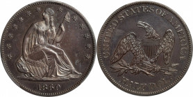 1860 Liberty Seated Half Dollar. Proof-64 (PCGS).

A richly toned, original specimen with iridescent cobalt blue undertones and dominant mauve-gray ...
